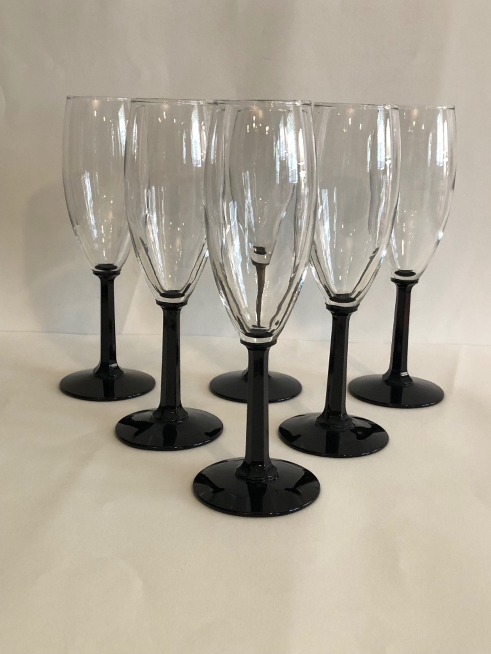 Cristal D’Arques Black Stem Champagne Flute Set of Six